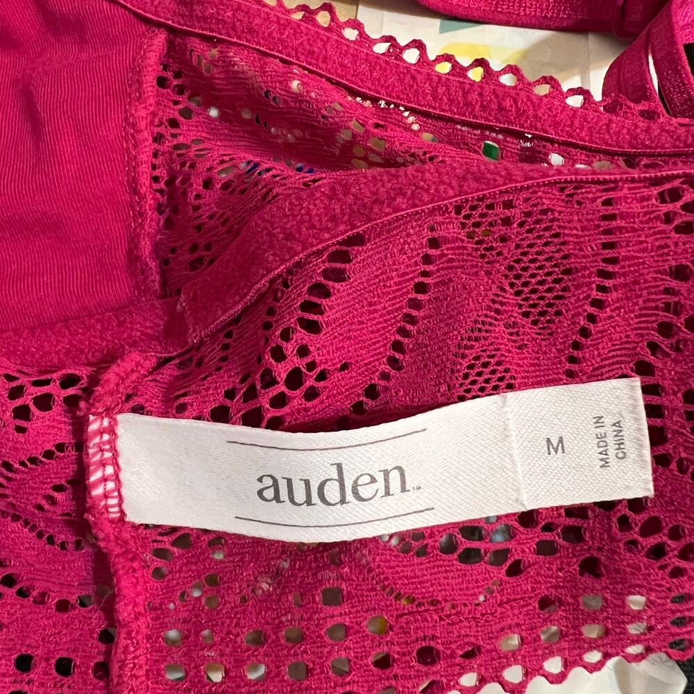 Auden Hot Pink Lace Bralette Strappy Back Lightly Lined - Picture 7 of 9